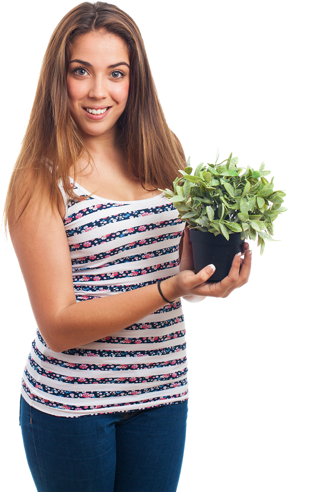 Žena s bylinkou v ruke