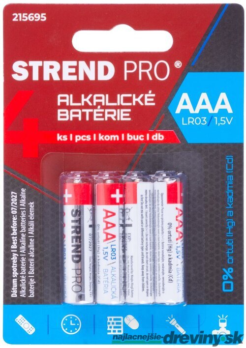 Batéria Strend Pro, LR03, 4 ks, AAA tužka, blister