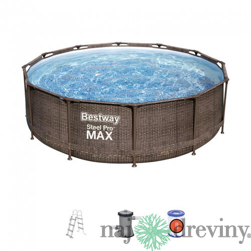 Bazén Bestway® Steel Pro Max™, 56709, vzor ratan, filter, pumpa, rebrík, 3,66x1,00 m