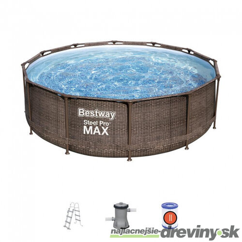 Bazén Bestway® Steel Pro Max™, 56709, vzor ratan, filter, pumpa, rebrík, 3,66x1,00 m