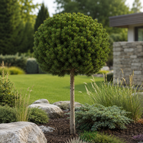Borovica pancierová Compact Gem na kmienku 50cm, celková výška 90/110, v črepníku Pinus heldreichii Compact Gem