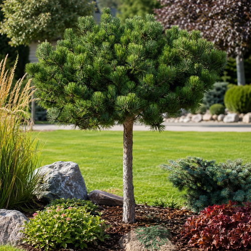Borovica x Bajo na kmienku 25cm, celková výška 40/60cm, v črepníku Pinus x Bajo