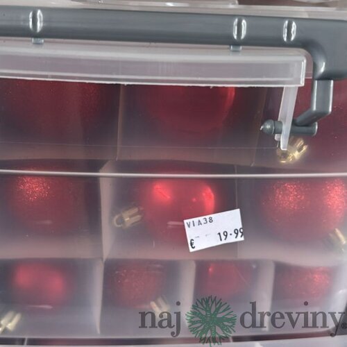 Box plastových vianočných gul (70ks) - červená