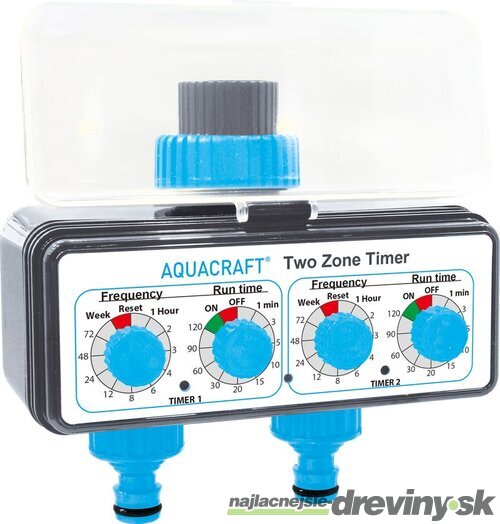 Časovač AQUACRAFT® 290160, 3/4“, mechanický, 2-way, rozbočovač, záhradný, na hadicu, 2xAA