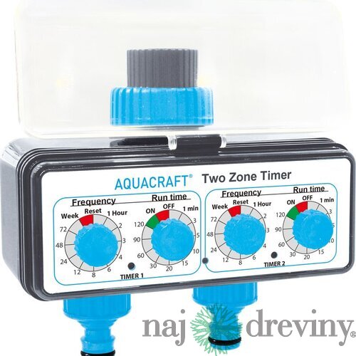 Časovač AQUACRAFT® 290160, 3/4“, mechanický, 2-way, rozbočovač, záhradný, na hadicu, 2xAA