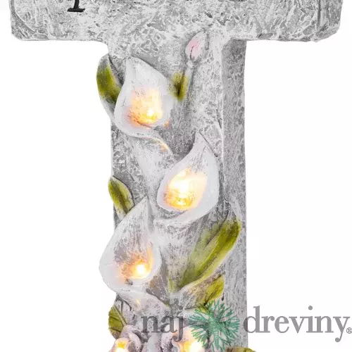 Dekorácia MagicHome, Kríž, LED, polyresin, na hrob, solar, 15x9,5x32 cm