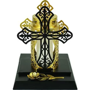 Dekorácia MagicHome, Kríž so sviečkou, IP44, na hrob, solar, 17x15x19 cm