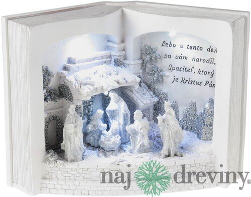 Dekorácia MagicHome Vianoce, Betlehem v knihe, 3 LED, 3xAA, interiér, 27,50x12x19 cm