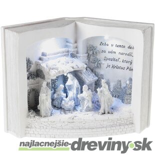 Dekorácia MagicHome Vianoce, Betlehem v knihe, 3 LED, 3xAA, interiér, 27,50x12x19 cm