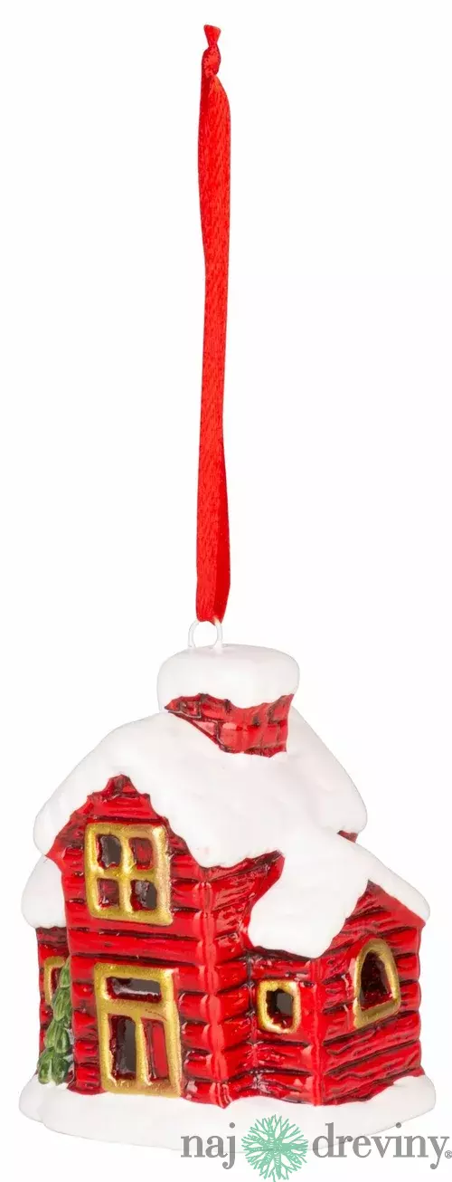 Dekorácia MagicHome Vianoce, Domček, LED, terakota, závesný, 5,5x5x7,2 cm