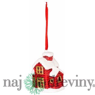 Dekorácia MagicHome Vianoce, Domček, LED, terakota, závesný, 5,5x5x7,2 cm