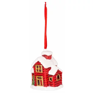 Dekorácia MagicHome Vianoce, Domček, LED, terakota, závesný, 5,5x5x7,2 cm