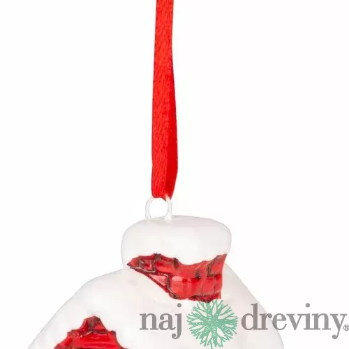 Dekorácia MagicHome Vianoce, Domček, LED, terakota, závesný, 5,5x5x7,2 cm