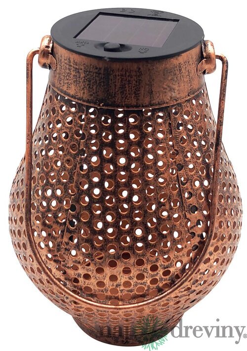 Dekorácia Strend Pro Cooper, solárny medený lampáš, 1x LED, 11x17cm
