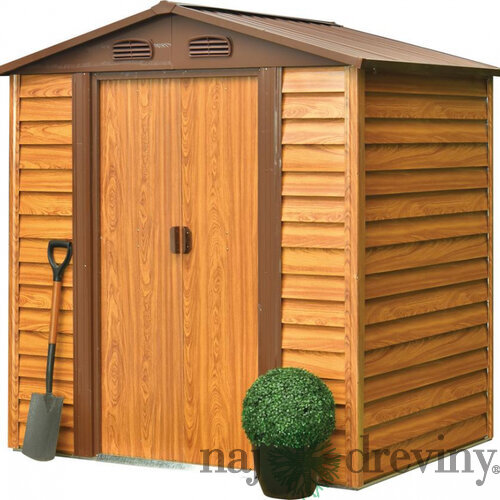 Domček Strend Pro, záhradný, plech, hnedý, 193x152x203 cm