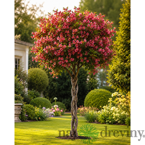 Exkluzívna Vajgela prepletaná na kmienku 80/120cm, v črepníku Weigela Nana Variegata