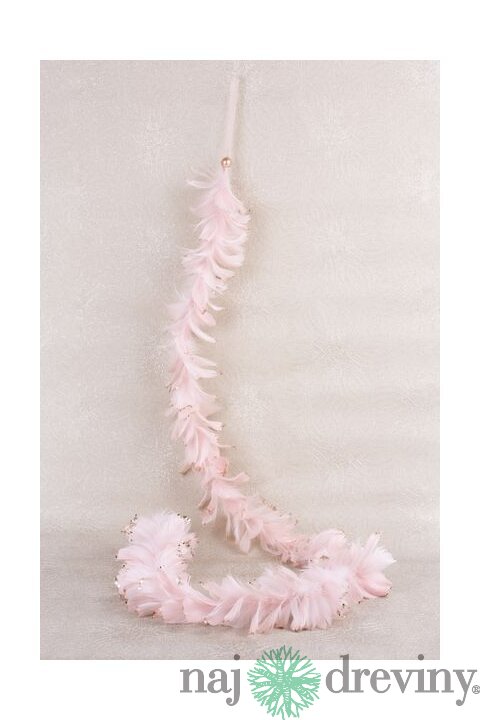 Girlanda Vianoce, ružová, páperová, 150 cm