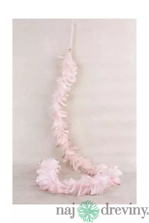 Girlanda Vianoce, ružová, páperová, 150 cm