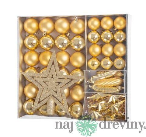 Gule MagicHome Vianoce, sada, 50 ks, 4-5 cm, zlaté, hviezda, girlanda, šiška, na vianočný stromček