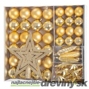Gule MagicHome Vianoce, sada, 50 ks, 4-5 cm, zlaté, hviezda, girlanda, šiška, na vianočný stromček