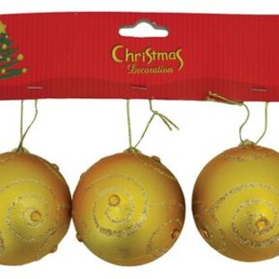 Gule Vianoce, 3 ks, zlaté s glitrami, 6 cm