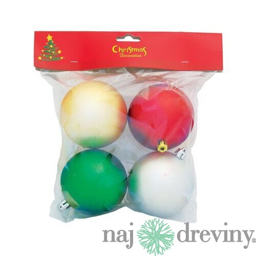 Gule Vianoce, 4 ks, zelená, červená, strieborná, zlatá, 8 cm