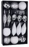 Gule Vianoce, set, 16 ks, bielo - strieborné, na vianočný stromček, 8-15 cm