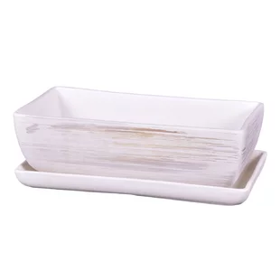Hrantík KAKTUS WHITE + podmiska keramický matný 30cm