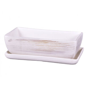 Hrantík KAKTUS WHITE + podmiska keramický matný 30cm