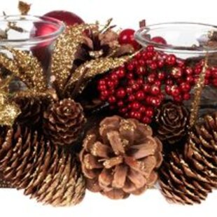 Ikebana MagicHome Vianoce, prírodná, zlatá, adventná, 50x16x9 cm