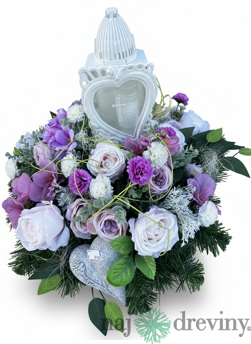 Ikebana s kahancom srdce viery - s krížom a kvetmi