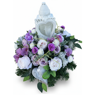Ikebana s kahancom srdce viery - s krížom a kvetmi