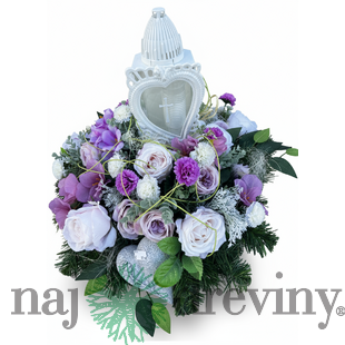 Ikebana s kahancom srdce viery - s krížom a kvetmi