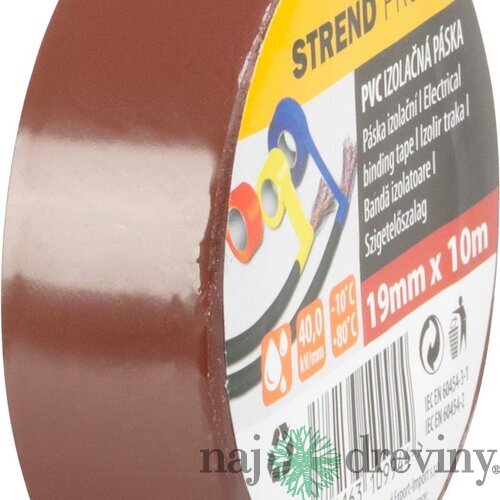 Izolačná Páska, 19 mm, L-10 m, max. 80°C, 40,0 kV/mm, hnedá, lepiaca, PVC