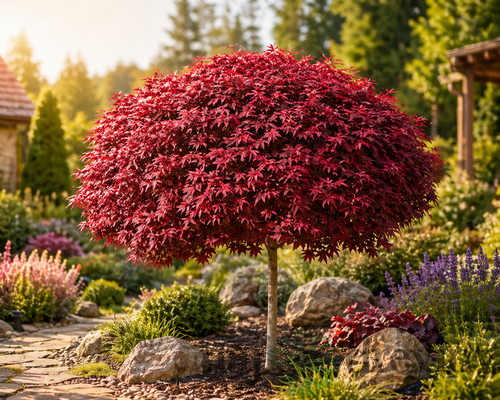 Javor dlaňolistý-japonský Sangokaku, na kmienku 80/100 cm, celková výška 110/130 cm, v črepníku Acer palmatum Shaina