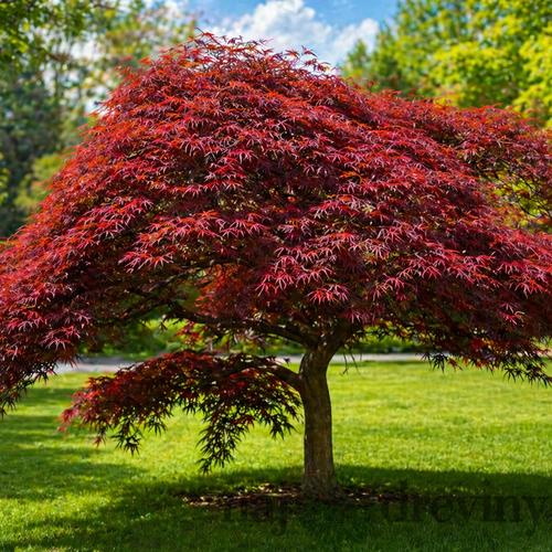 Javor japonský Garnet na kmienku - dáždnikový bonsai Solitér XXL, výška 90/100 cm, v črepníku 15l Acer palmatum Garnet