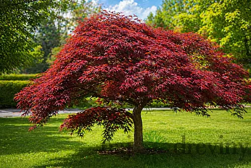 Javor japonský Garnet na kmienku - dáždnikový bonsai Solitér XXL, výška 90/100 cm, v črepníku 15l Acer palmatum Garnet