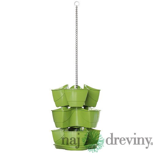 Kvetináč COUBI DKN300W, závesný, grafit, reťaz 880 mm, trojpodlažný, na bylinky