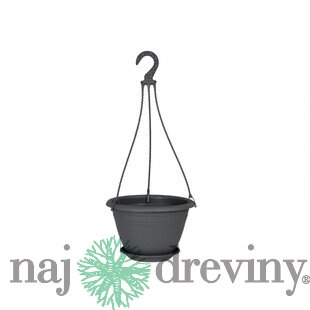 Kvetináč GALICIA závesný plastový d25cm, antracitová