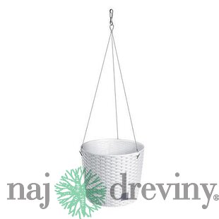 Kvetináč RATO Round WS 260, biely, závesný, s vešiakom