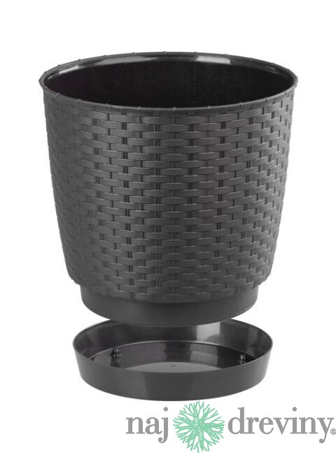Kvetináč RATOLLA Round 250, tmavohnedý, s podložkou