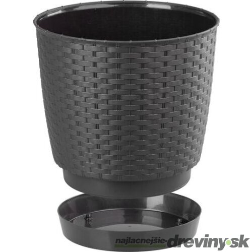 Kvetináč RATOLLA Round 250, tmavohnedý, s podložkou