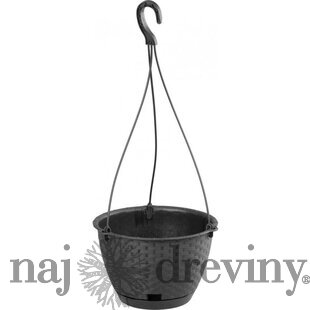 Kvetináč RATOLLA Round W 240, visiaci, antracit, s podložkou, závesný, s vešiakom