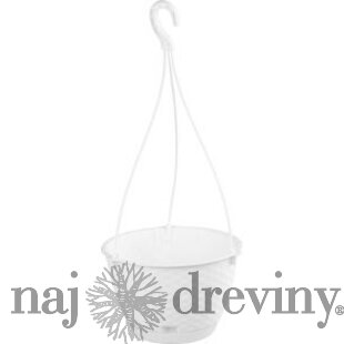 Kvetináč RATOLLA Round W 240, visiaci, biely, s podložkou, závesný, s vešiakom