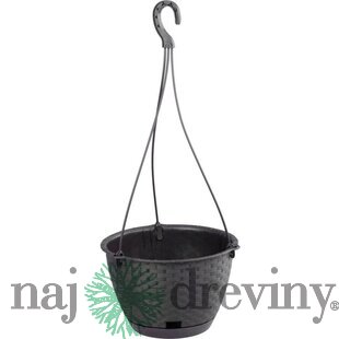 Kvetináč RATOLLA Round W 240, visiaci, hnedý, s podložkou, závesný, s vešiakom