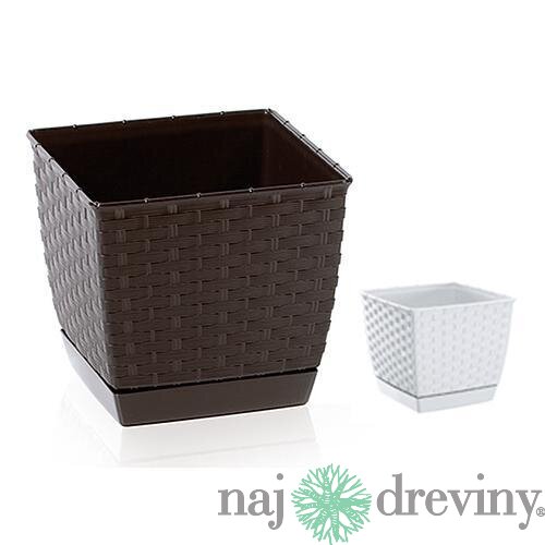 Kvetináč RATOLLA Square 190, tmavohnedý, podložka