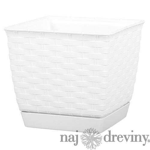 Kvetináč RATOLLA Square 250, biely, podložka