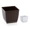 Kvetináč RATOLLA Square 250, tmavohnedý, podložka