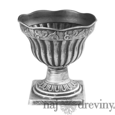 Kvetináč Strend Pro Antik, s podstavcom, 30x30 cm, strieborný, metalický efekt