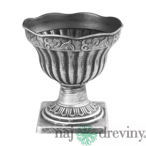 Kvetináč Strend Pro Antik, s podstavcom, 30x30 cm, strieborný, metalický efekt